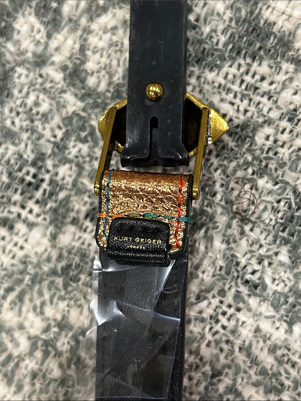 Kurt Geiger Multicolor Metallic Skinny Belt with Gold Buckle. L/XL - Picture 7 of 9